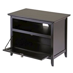 Dark Espresso TV Stand with Solid Wood Construction and Transitional Style