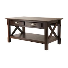 Round Coffee Table with 2 Storage Drawers for Living Room
