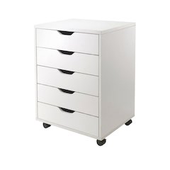 White 5-Drawer Closet and Office Cabinet, 19 Inch Wide, Composite Wood