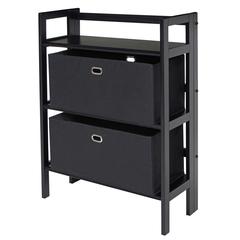 Torino 3-PC Set Folding Bookcase w/ Fabric Basket