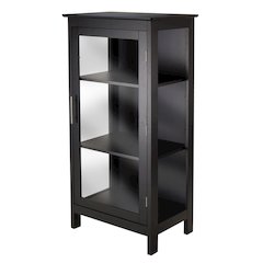 Black Glass Display Cabinet – Elegant Storage Case for Collectibles