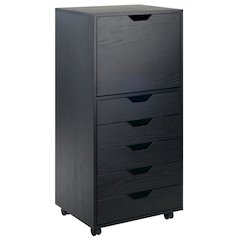Black Storage Cabinet with Drawers – Small Cabinet with Storage Drawers