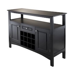 Black Buffet Cabinet – Coffee Bar Table with Storage for Wine & More