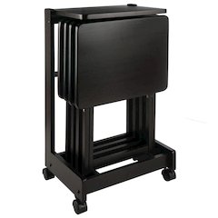 Coffee color Solid Wood TV Trays – Folding Snack Tables for Eating and Serving