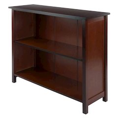 3-Tier Wide Bookcase, Storage Shelf, Solid Wood