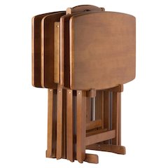Teak Oversized Snack Tables – Sturdy Wooden TV Trays with Stand