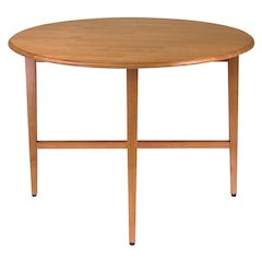 Light Oak Folding Dining Table – Drop Leaf Small Round Table for Dining