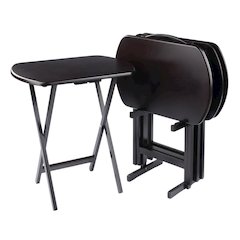 Oversized Snack Table Set in Coffee Finish with Modern Style and Sturdy Build