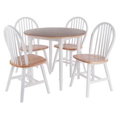 Sorella 5-Pc Drop Leaf Dining Table with Windsor Chairs, Natural and White