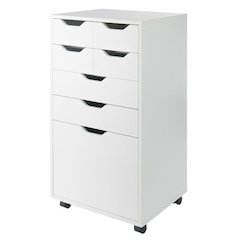 Halifax Bins & Drawers Multi-Storage Tall Mobile Cabinet, White