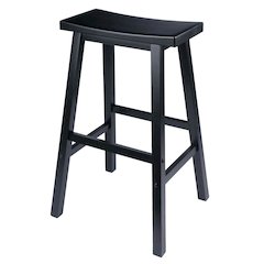 29 Inch Bar Stool, Saddle Seat, Solid Wood, Backless Pub Seat