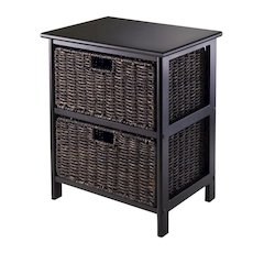 Storage Rack, 2-Tier Shelf, Two Foldable Baskets, Organizer