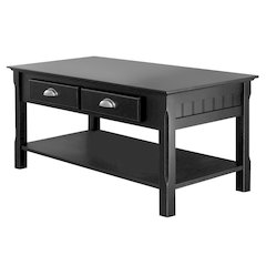 Coffee Table, Two Drawers, Open Shelf, Living Room Center Table