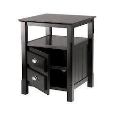 Night Stand, Black Open Shelf, Discreet Storage Cabinet, Bedside Unit