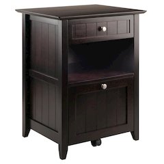 Filing Cabinet, Coffee Wainscoting, File Drawer, Rolling Casters