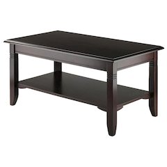 Coffee Table, Brown Finish, Lower Open Shelf, Center Living Room