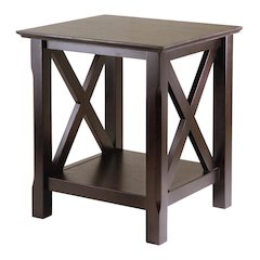 End Table, Brown X-Style Panels, Lower Shelf, Living Room Accent