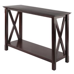 Console Table, Brown Open Shelf, Hallway Entryway Table, Solid Wood