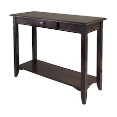 Console Table, Brown Drawer Shelf, Hallway Entryway Table, Solid Wood