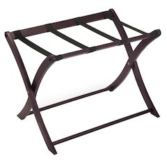 Dark Espresso Solid Wood Folding Luggage Rack for Suitcases with Sturdy Straps