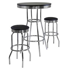 Metal Bar Table And Stools Set With Swivel Chairs, Retro Pub Dining Set