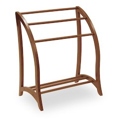 Solid Wood Blanket Rack Stand, Living Room Blanket Holder In Walnut Finish