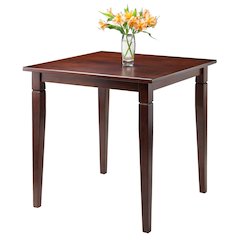 Square Dining Table, Routed Edge, Tapered Legs, Walnut
