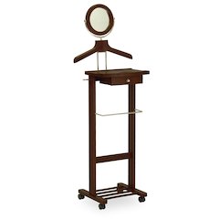 Vanity Valet Stand, Mirror Drawer Tray Hanger, Walnut Finish