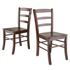 Solid Wood Dining Chairs Set Of 2 Farmhouse Kitchen Chairs In Walnut Finish