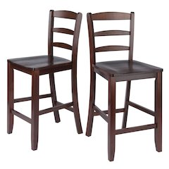 2-Pc 24" Ladder Back Counter Stools, Antique Walnut