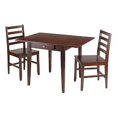 Drop Leaf Table Set, 2 Ladder Back Chairs, Solid Wood