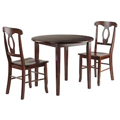 Walnut Drop Leaf Table And Chairs, Small Round Dining Set With 2 Seats