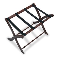 Walnut Brown Solid Wood Folding Luggage Rack for Suitcases with Sturdy Straps