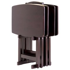 Espresso Oversized Snack Tables – Sturdy Wooden TV Trays with Stand