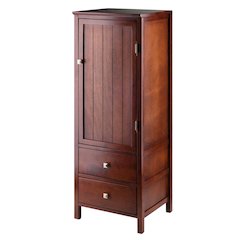 FurniFact Walnut Kitchen Cabinet – Small Pantry Cabinet with Doors