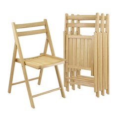 Beech Folding Chair Set – Set of 4 Folding Wood Chairs for Easy Storage