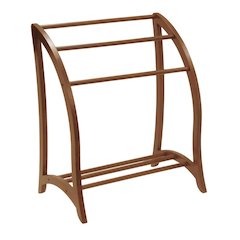Solid Wood Blanket Rack Stand, Living Room Blanket Holder In Walnut Finish