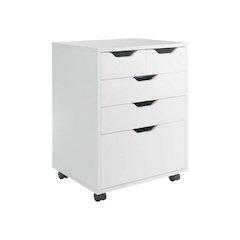 White Mobile Storage Cabinet, Composite Wood Rolling Pantry