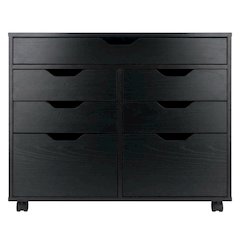 Composite Wood Buffet Cabinet with Open Shelves for Kitchen or Pantry, Black