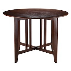 Antique Walnut Small Round Dining Table – Folding Drop Leaf Table