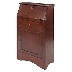 Walnut Secretary Desk – Classic Roll Top Hidden Desk with Storage