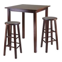 Parkland 3-Pc High Table with 29" Square Leg Stools Walnut