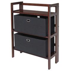 Torino 3-PC Set Folding Bookcase w/ Fabric Basket