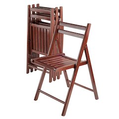 Walnut Folding Chair Set – 4-Pack Folding Wood Chairs for Easy Storage