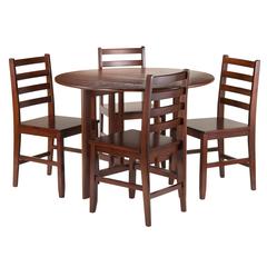 Alamo 5-Pc Round Drop Leaf Table with 4 Hamilton Ladder Back