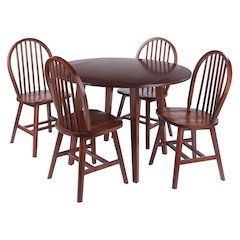 Dawson 5-Pc Drop Leaf Table with Windsor Chairs, Walnut