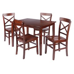 Darren 5-pc Set Dining Table with X-Back Chairs, Walnut