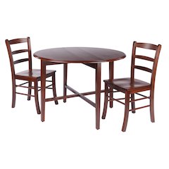 Hannah 3-Pc Drop Leaf Table with Ladder-back Chairs, Walnut