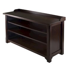 Antique Walnut Entryway Bench with Shoe Storage – Compact & Functional