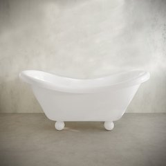 Plaisir II 67" Freestanding Bathtub with Round Feet in Glossy White
